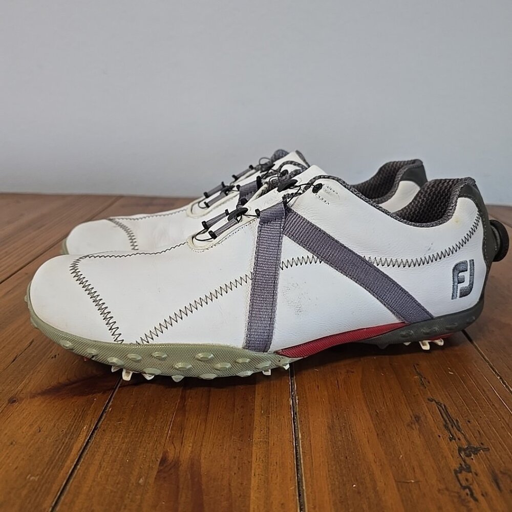 Footjoy Spiked Golf Shoes Mens 11 Slip On White Gray